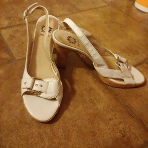 White Patent Leather Strappy Heels Yellow Box Dart